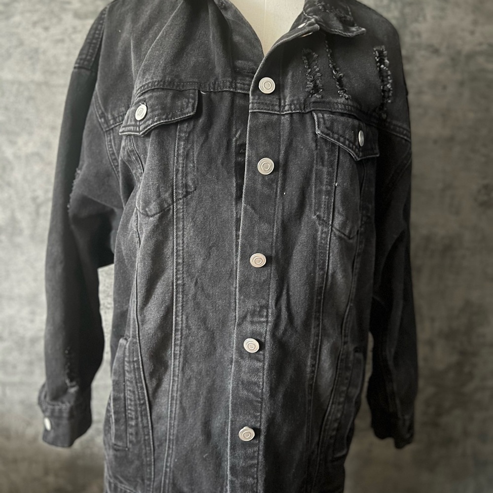 Love Tree Black Oversized Jean Jacket